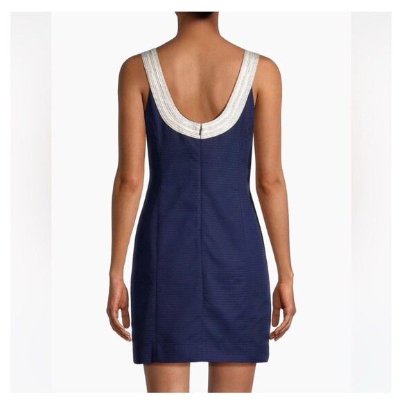 LILLY PULITZER Valli Shift Dress Size 6 Navy Blue Metallic Nautical Preppy Beach - Picture 6 of 11